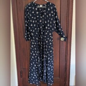 Cabi Size 14 Dream Dress  Navy Floral Sheer With Slip
